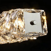 Lustre LED suspendu avec télécommande et cristal SEHRAZAT 38W, Linéaire, Lumière Froid/Chaud/Neutre, Dimmable, Chrome Brillant, Hauteur réglable