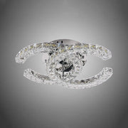 Lustre LED avec télécommande et cristal SHIA 27,1W, 2 Cercles, Lumière Froide/Chaude/Neutre, Dimmable, Chrome Brillant