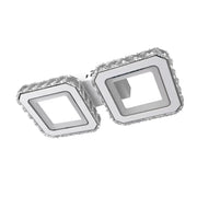 Lustre LED avec télécommande et cristal QUADRIS 41W, 2 Carrés, Lumière Froide/Chaude/Neutre, Dimmable, Blanc