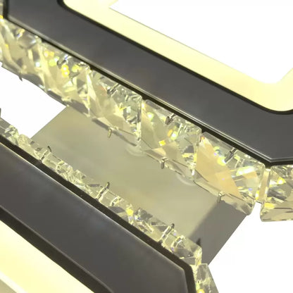 Lustre LED avec télécommande et cristal QUADRIS 41W, 2 Carrés, Lumière Froide/Chaude/Neutre, Dimmable, Blanc