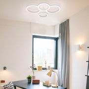 Lustre LED avec télécommande BETTY 43W, 4 Cercles, Lumière Froide/Chaude/Neutre, Dimmable, Blanc