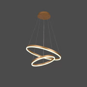 Lustre LED suspendu avec télécommande CHRISTINE, 41W, 2 Cercles, Lumière Froid/Chaude/Neutre, Dimmable, Or Brillant, Hauteur Réglable