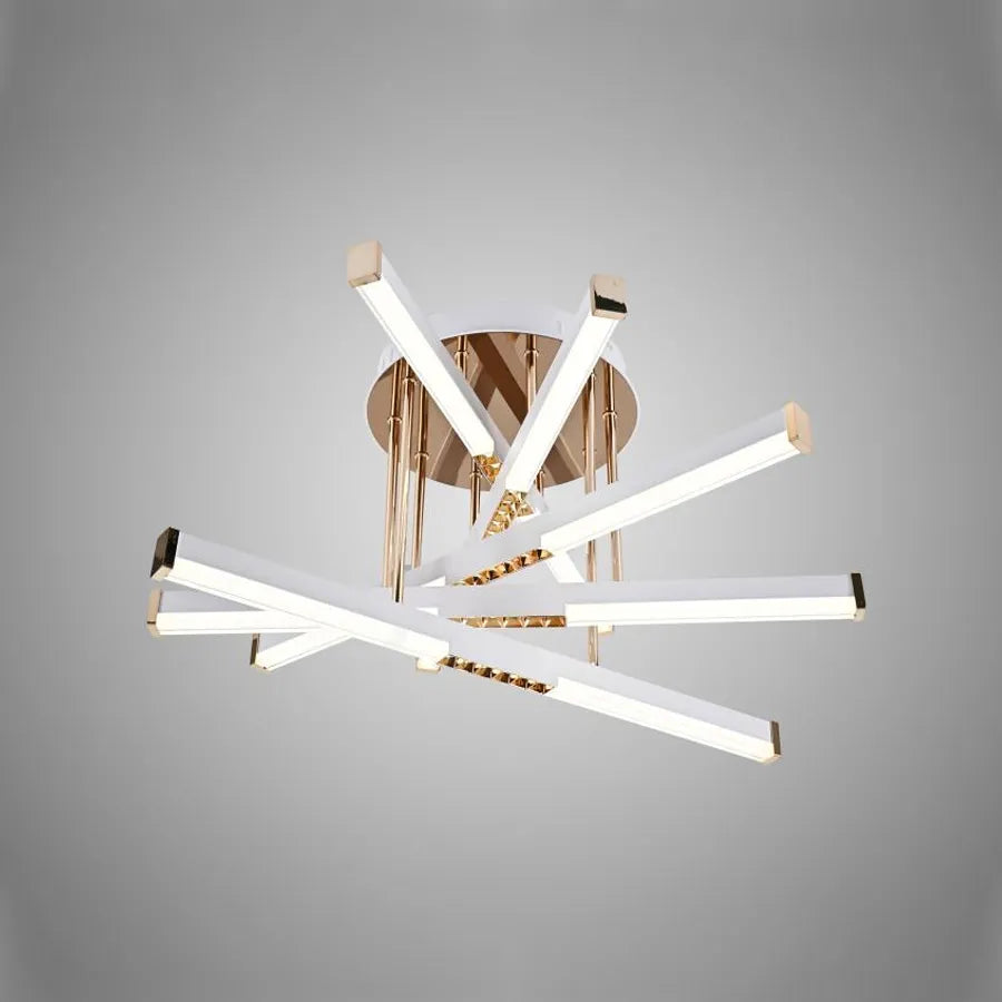 Lustre LED avec télécommande CORA 120W, 5 éléments, Linéaire, Lumière Froide/Chaude/Neutre, Gradable, Or Brillant