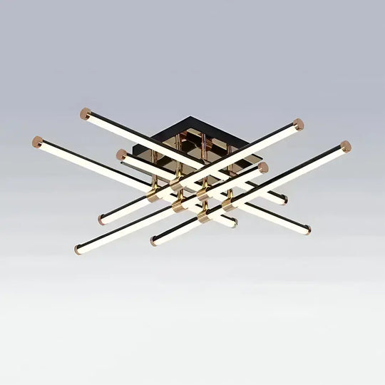 Lustre LED avec télécommande DELLIAH 144W, 6 éléments, Linéaire, Lumière Froide/Chaude/Neutre, Gradable, Lustres LED Noir Or Brillant avec Télécommande Titre par défaut Alessandro Design