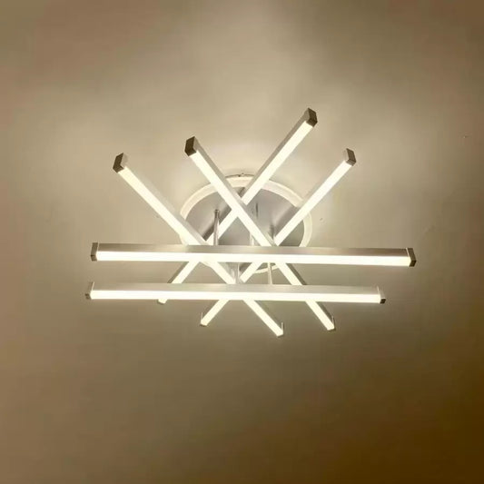 Lustre LED avec télécommande FILO 188W, 6 Éléments, Linéaire, Lumière Froide/Chaude/Neutre, Gradable, Argent Blanc