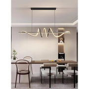 Lustre LED suspendu avec télécommande RIBBON 66W, Linéaire, Lumière Froide/Chaude/Neutre, Dimmable, Noir, Hauteur Réglable