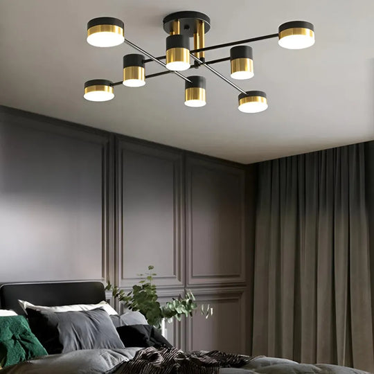 Lustre LED avec télécommande JAYSON 57W, 8 éléments, lumière froide/chaude/neutre, variable, lustres LED en or noir brillant avec télécommande Titre par défaut Alessandro Design