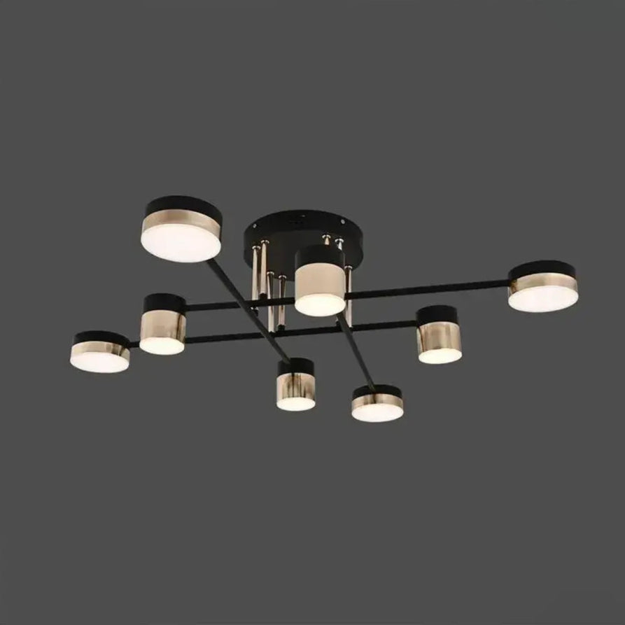 Lustre LED avec télécommande JAYSON 57W, 8 Éléments, Lumière Froide/Chaude/Neutre, Dimmable, Noir Or Brillant