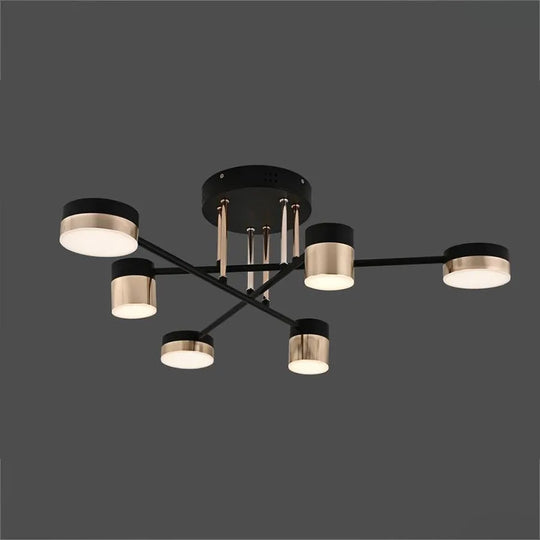 Lustre LED avec télécommande JAYSON 72W, 6 éléments, Lumière Froide/Chaude/Neutre, Gradable, Or Noir Brillant Lustres LED avec télécommande Default Title Alessandro Design