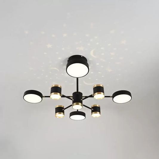 Lustre LED avec télécommande NOVA 87W, 8 éléments, Lumière Froide/Chaude/Neutre, Dimmable, Noir