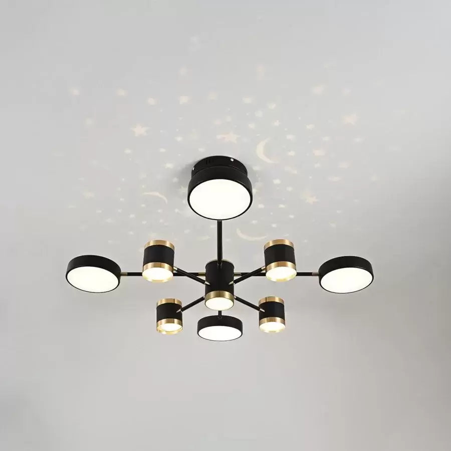 Lustre LED avec télécommande NOVA 87W, 8 éléments, Lumière Froide/Chaude/Neutre, Dimmable, Noir