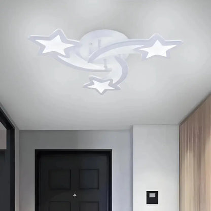 Lustre LED avec télécommande IPOMOEA 51W, 3 Étoiles, Lumière Froide/Chaude/Neutre, Dimmable, Blanc