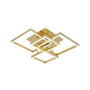 Lustre LED avec télécommande LELAHEL 190W, 4 Carrés, Lumière Froid/Chaud/Neutre, Gradable, Doré