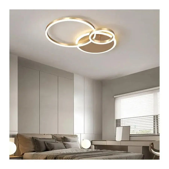 Lustre LED avec télécommande MYRENE 110W, 2 cercles, lumière froide/chaude/neutre, variable, lustres LED dorés avec télécommande Titre par défaut Alessandro Design