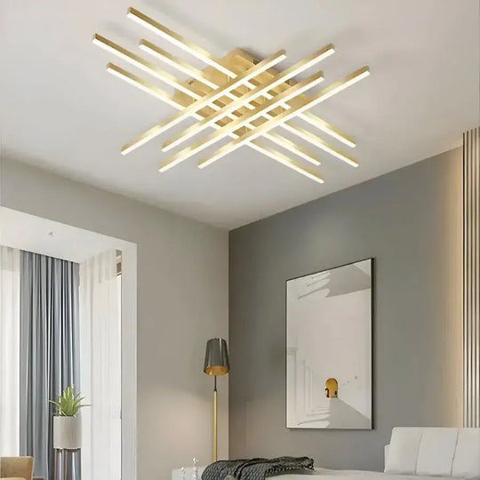 Lustre LED avec télécommande MORA 160W, 8 éléments, lumière linéaire, froide/chaude/neutre, variable, lustres LED doré brillant avec télécommande Titre par défaut Alessandro Design