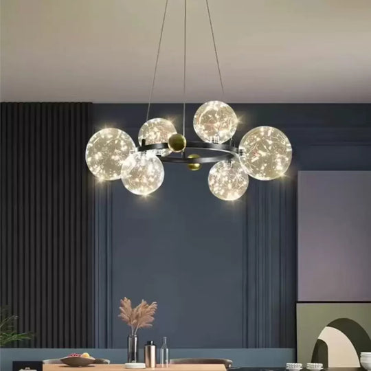Lustre LED avec télécommande NOEL 52W, 6 Globes, Lumière Froide/Chaude/Neutre, Intensité variable, Noir, Candélabre réglable en hauteur Moderne Default Title Alessandro Design