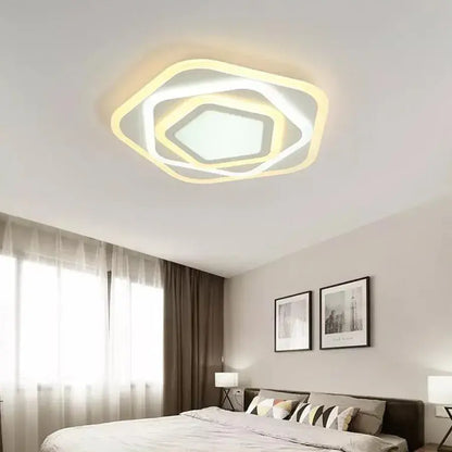 Lustre LED avec télécommande PENTAGON 59W, 40cm, Lumière Froide/Chaude/Neutre 3000K/4000K/6000K, Blanc, Métal et Acrylique, Métal et Acrylique