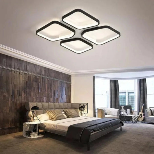 Lustre LED avec télécommande DAIKI 69W, 4 carrés, lumière froide/chaude/neutre, variable, noir Lustres LED avec télécommande Titre par défaut Alessandro Design