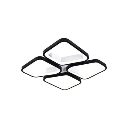 Lustre LED avec télécommande DAIKI 69W, 4 Carrés, Lumière Froid/Chaud/Neutre, Dimmable, Noir
