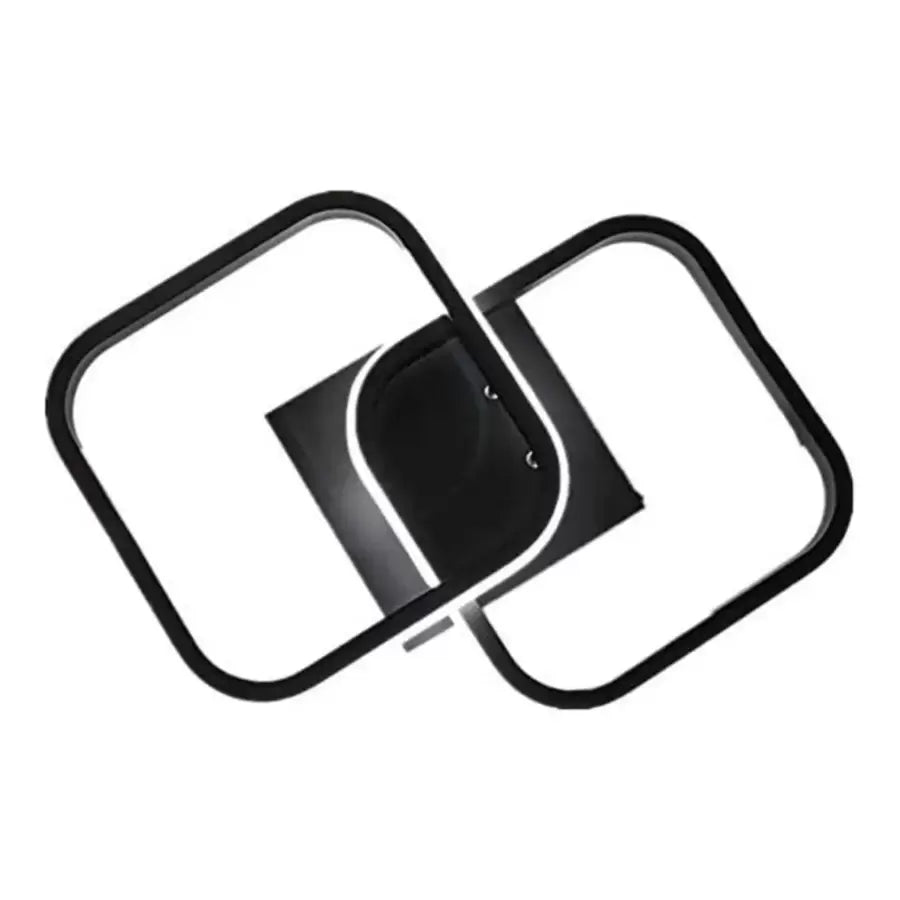 VERTEX Matrix LED Lustre Chevauchement Losanges, Cadres Métalliques, 24W, 2 Losanges, Lumière Froid/Chaud/Neutre 3000K/4000K/6000K, Noir, Métal et Silicium