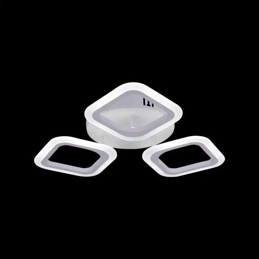 Lustre LED ERIKA 20W, 3 carrés, lumière neutre 4000k, blanc, métal et acrylique