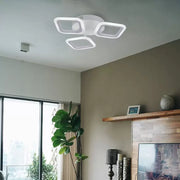 Lustre LED ERIKA 20W, 3 carrés, lumière neutre 4000k, blanc, métal et acrylique