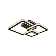 Lustre LED avec télécommande et cristal BLAKELY RGB 166W, 3 Carrés, Lumière Froid/Chaud/Neutre, Dimmable, Noir