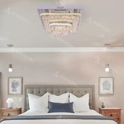 Lustre LED avec télécommande et cristal ETAN 66W, Lumière Froide/Chaude/Neutre, Dimmable, Chrome Brillant