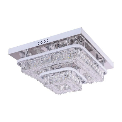 Lustre LED avec télécommande et cristal ETAN 66W, Lumière Froide/Chaude/Neutre, Dimmable, Chrome Brillant