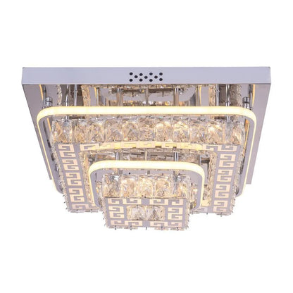 Lustre LED avec télécommande et cristal ETAN 66W, Lumière Froide/Chaude/Neutre, Dimmable, Chrome Brillant