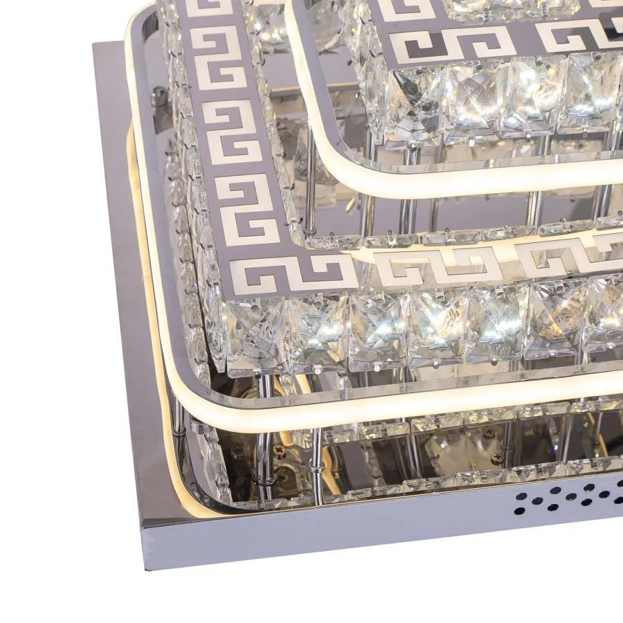 Lustre LED avec télécommande et cristal ETAN 66W, Lumière Froide/Chaude/Neutre, Dimmable, Chrome Brillant