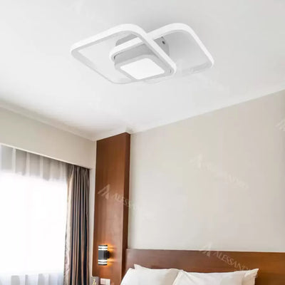 Lustre LED DUOFORM 21W, 3 Carrés, Lumière Froid/Chaud/Neutre, Blanc