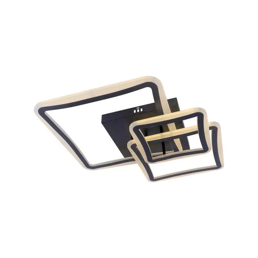 Lustre LED avec télécommande FARYDA 120W, 3 Carrés, Lumière Froide/Chaude/Neutre, Dimmable, Noir