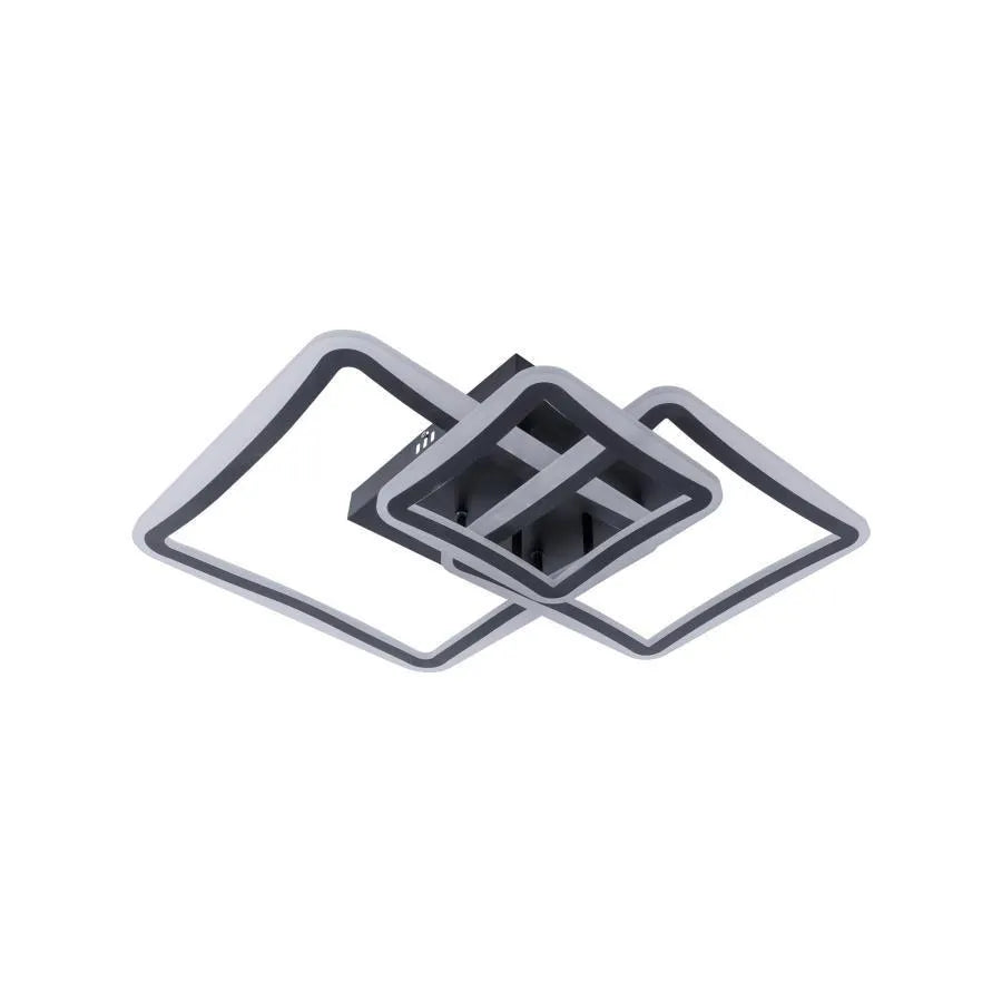 Lustre LED avec télécommande FARYDA 120W, 3 Carrés, Lumière Froide/Chaude/Neutre, Dimmable, Noir