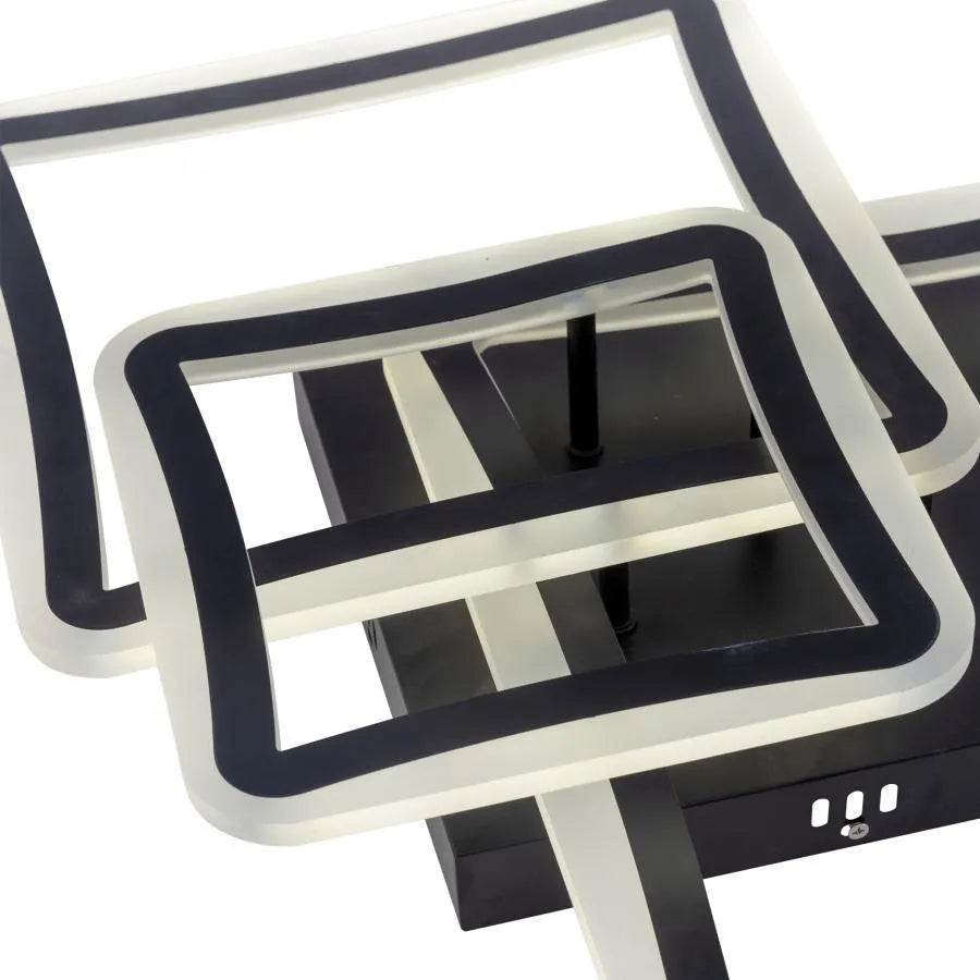 Lustre LED avec télécommande FARYDA 120W, 3 Carrés, Lumière Froide/Chaude/Neutre, Dimmable, Noir