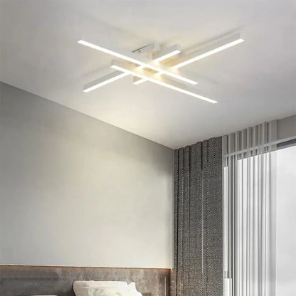 Lustre LED avec télécommande MORA 80W, 4 Éléments, Linéaire, Lumière Froide/Chaude/Neutre, Gradable, Blanc