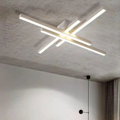 Lustre LED avec télécommande MORA 80W, 4 Éléments, Linéaire, Lumière Froide/Chaude/Neutre, Gradable, Blanc