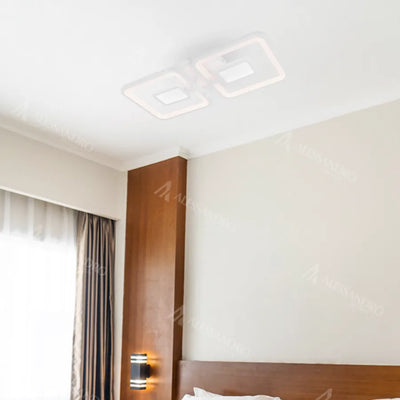 Lustre LED avec télécommande FELIX 28W, 2 Carrés, Lumière Froide/Chaude/Neutre, Dimmable, Blanc