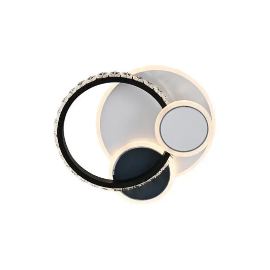 Lustre LED en cristal GELLA 48W, Rond, Lumière Froide/Chaude/Neutre, Noir Blanc