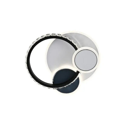 Lustre LED en cristal GELLA 48W, Rond, Lumière Froide/Chaude/Neutre, Noir Blanc