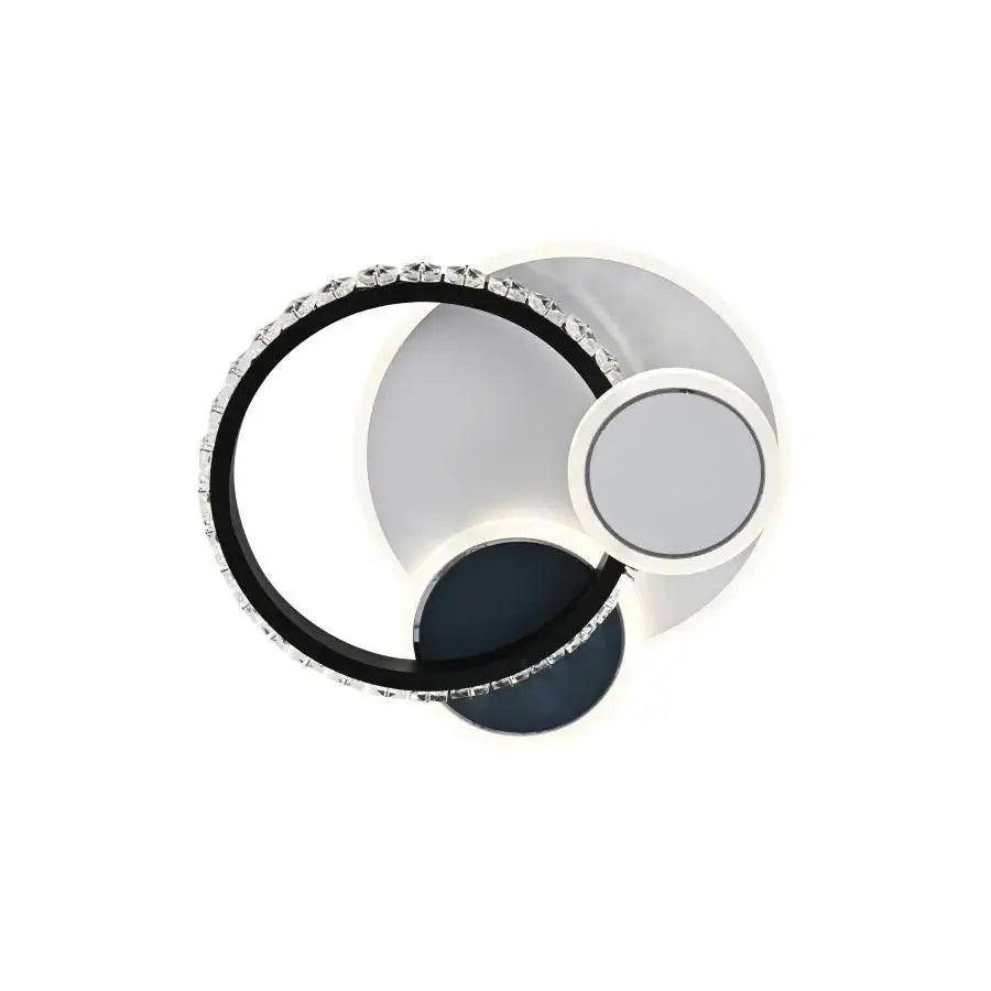 Lustre LED en cristal GELLA 48W, Rond, Lumière Froide/Chaude/Neutre, Noir Blanc