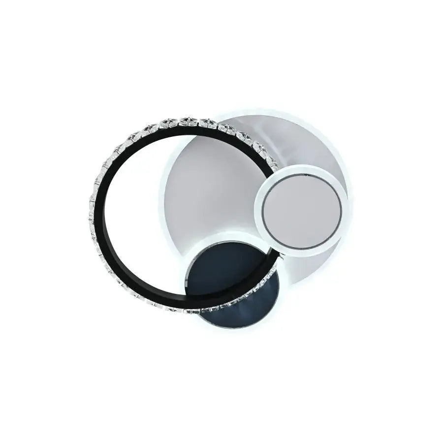 Lustre LED en cristal GELLA 48W, Rond, Lumière Froide/Chaude/Neutre, Noir Blanc