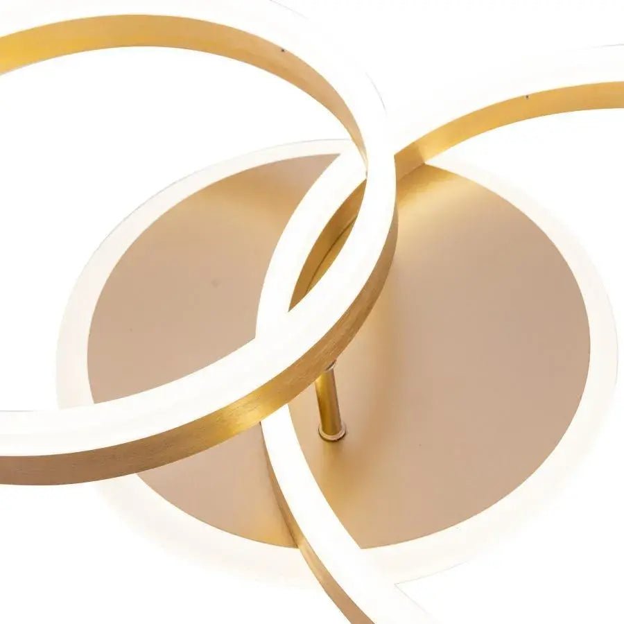 Lustre LED avec télécommande LYRA 118W, 2 Cercles, Lumière Froide/Chaude/Neutre, Dimmable, Or Brossé