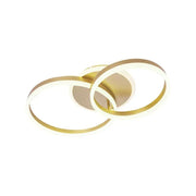 Lustre LED avec télécommande LYRA 118W, 2 Cercles, Lumière Froide/Chaude/Neutre, Dimmable, Or Brossé