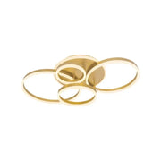 Lustre LED avec télécommande LYRA 220W, 4 Cercles, Lumière Froide/Chaude/Neutre, Dimmable, Or Brossé