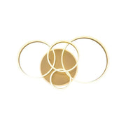 Lustre LED avec télécommande LYRA 220W, 4 Cercles, Lumière Froide/Chaude/Neutre, Dimmable, Or Brossé