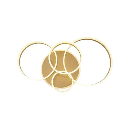 Lustre LED avec télécommande LYRA 220W, 4 Cercles, Lumière Froide/Chaude/Neutre, Dimmable, Or Brossé