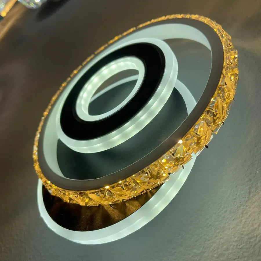 Lustre LED en cristal, Inara, 40 W, lumière froide/chaude/neutre, noir