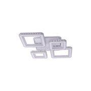 Lustre LED avec télécommande et cristal QUADRIS RGB, 96W, 4 Carrés, Lumière Froid/Chaud/Neutre, Dimmable, Blanc