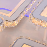 Lustre LED avec télécommande et cristal QUADRIS RGB, 96W, 4 Carrés, Lumière Froid/Chaud/Neutre, Dimmable, Blanc